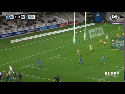 Kaino scores off the cross-field kick