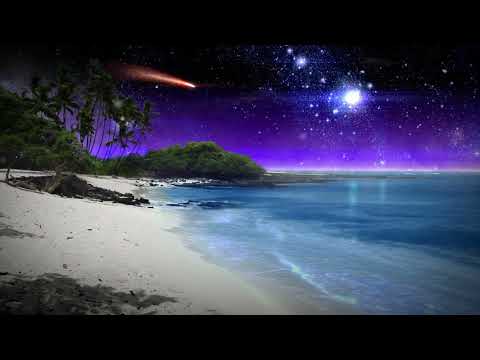 Enjoy Relaxing Water Waves Sounds | A Calm Perfect Beach Scene with Sparkling Blue Waters Night Sky