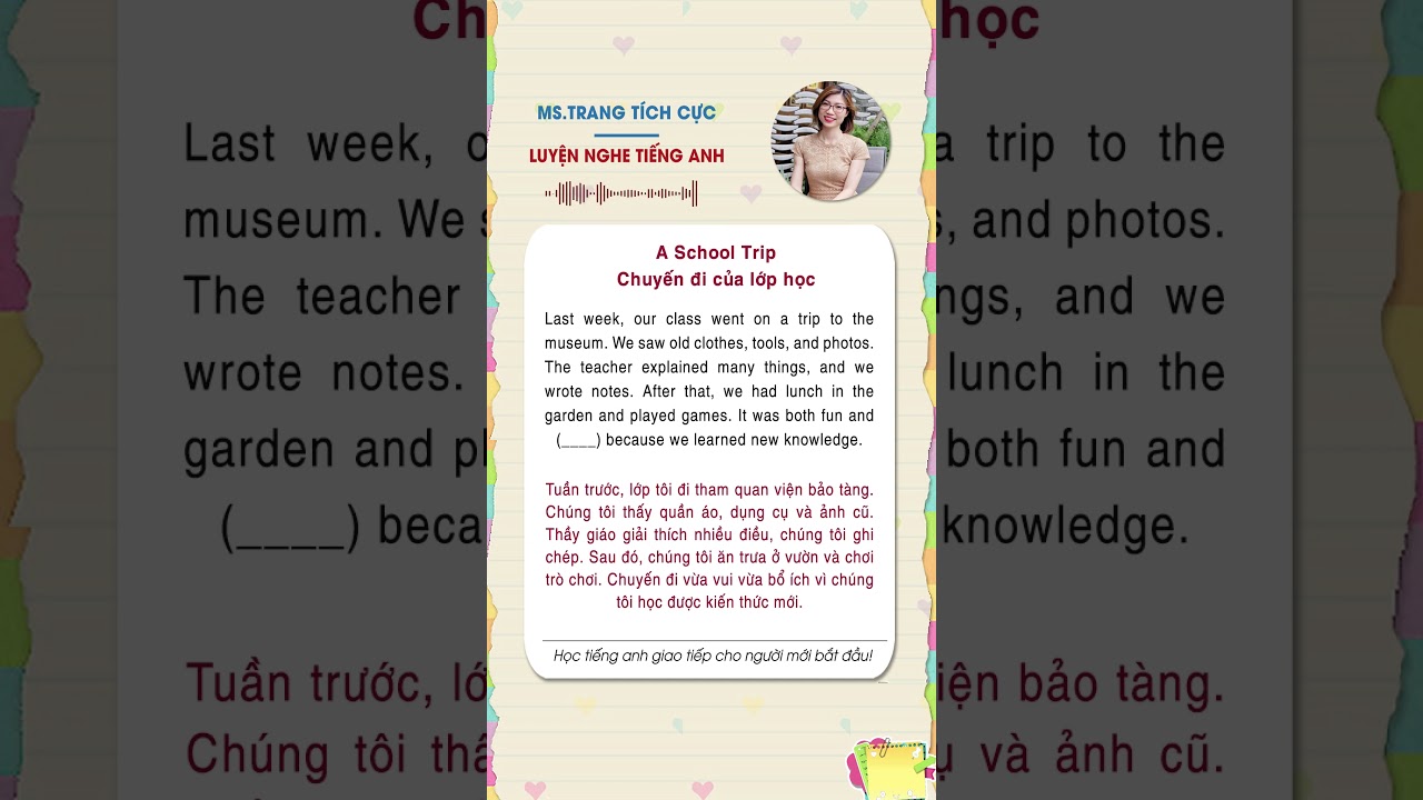 Shadowing Method Language Learning Practice Shadowing: Luyện nghe tiếng Anh qua chủ đề: Chuyến đi của lớp ...