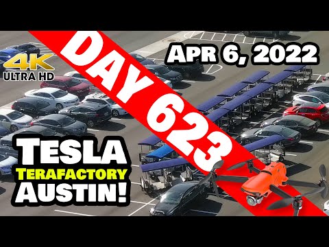 MORE PARTY PREP AT A WINDY GIGA TEXAS! - Tesla Gigafactory Austin 4K  Day 623 - 4/6/22 - Tesla Texas