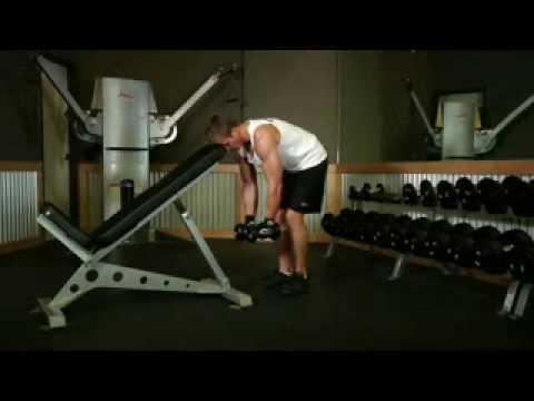 shoulders workout-Bent Over Dumbbell Rear Delt Raise With Head On Bench