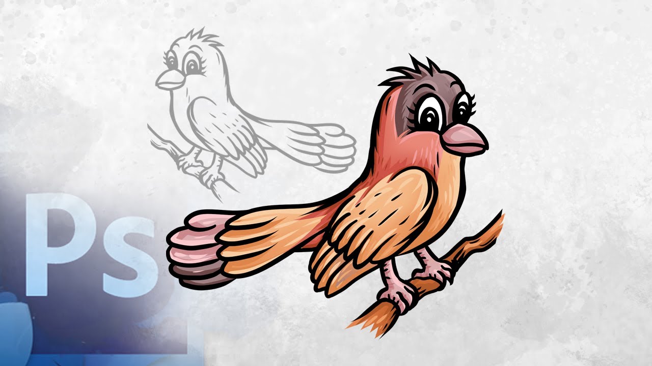 How to drawing a bird illustration for adobe photoshop CC | Bird easy drawing