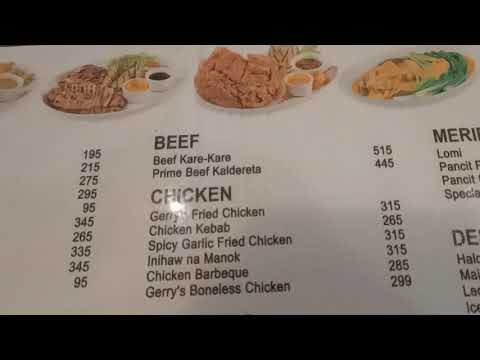 Menu Gerry's Grill 2021