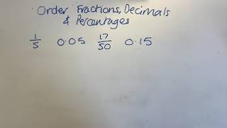 Level 2 Functional Skills maths, order Fractions, Decimals, Percentages, non calculator