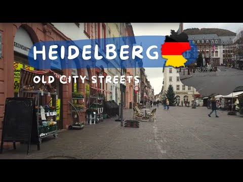 Heidelberg, 4K andando em Heidelberg, Heidelberg Alemanha Street Walk
