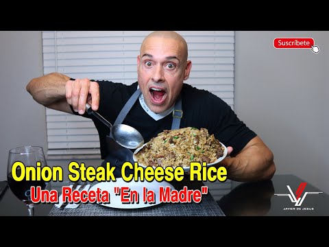 Arroz Con Steak, Cebolla y Queso - Receta