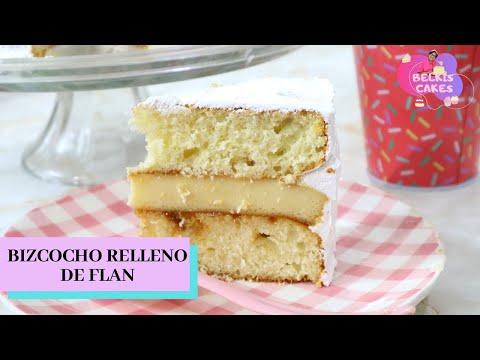 COMO HACER UN CAKE O BIZCOCHO RELLENO DE FLAN | BELKIS CAKES