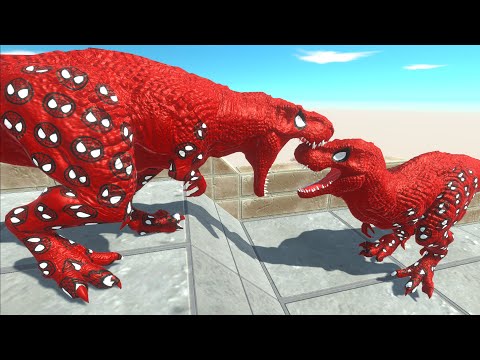 SPIDERMAN T-REX DEATH FALL v2 - Animal Revolt Battle Simulator