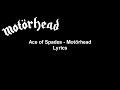 Ace of spades - Motörhead Lyrics Video (HD)