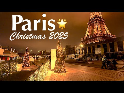 Paris, France - Evening walk around Eiffel Tower, 27 November 2025 - Paris Christmas walk 4K HDR