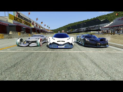 Devel Sixteen vs Mercedes-Benz Silver Arrow Concept vs Bugatti Bolide at Old Spa