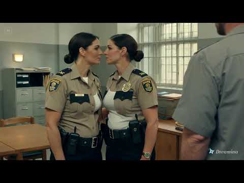 lesbijski pocałunek między dwiema młodymi policjantkami