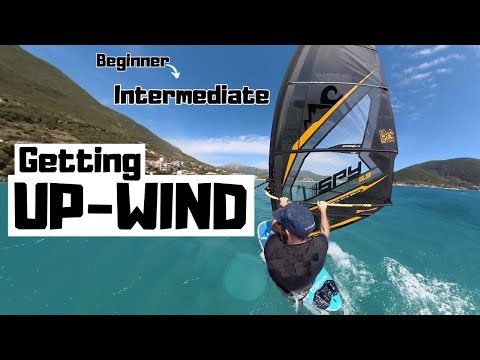 Intermediate Windsurfing- Getting UPWIND on a daggerboard-less board! #insta360 #windsurf