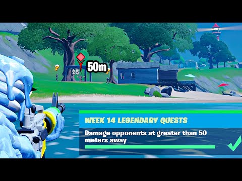 How to Damage opponents at greater than 50 meters away (Week 14 Legendary Quest Fortnite)