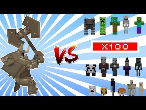 Ferrous Wroughtnaut  | Mowzie's Mobs |  vs Minecraft Mobs 1vs100