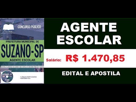 Edital Apostila Concurso Prefeitura de Suzano 2018 Cargo Agente Escolar