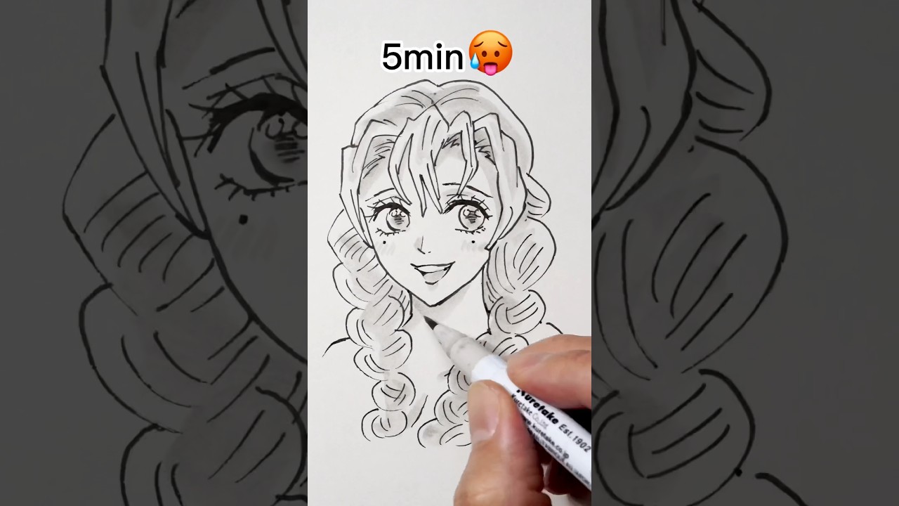 How to Draw Mitsuri in 30Sec,1,3,5,10Min,1Hr #DemonSlayer #Drawing #satisfying