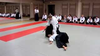 preview picture of video 'Démonstration par l'Aikido Club Saint Privaden - Soirée « porte ouverte » fédérale de septembre 2014'