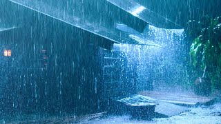 The Sound of Heavy Rain & Massive Thunder on the Moss   Covered Corrugated Iron Roof for Sweet Sleep