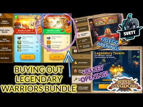 Rise of Kingdoms || BUYING OUT LEGENDARY WARRIORS BUNDLE || +83 LEGENDARY KEY OPENING || +70 EGGS