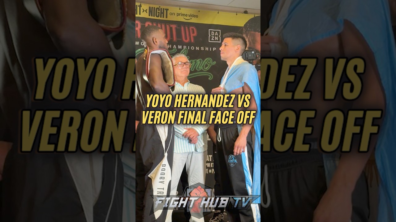 Video thumbnail for Yoyo Hernandez SIZES UP Veron during final weigh in!