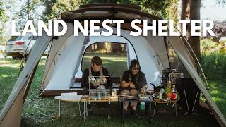 Snow Peak Land Nest Shelter first pitch at a beautiful Hipcamp | Oupes Exodus 2400 Power Station
