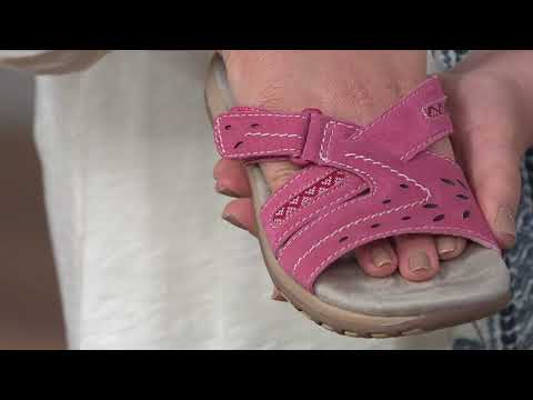 Earth Origins Suede Adjustable Slip On Sandals - Sterling on QVC