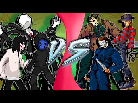 CREEPYPASTA vs SLASHERS! (Jeff, Jack, SlenderMan vs Jason, Freddy, Michael Myers) CARTOON FIGHT CLUB
