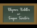 Rhymes Riddles Or Tongue Twisters Peter Piper