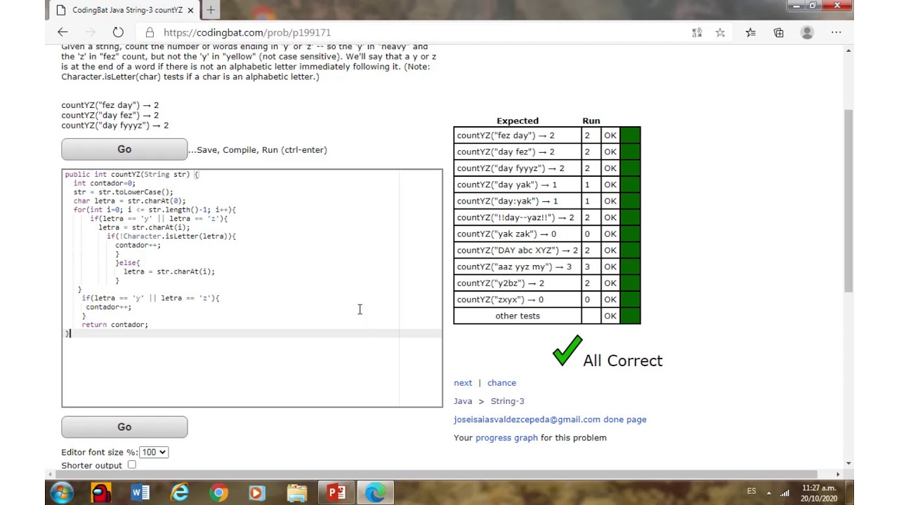 CodingBat String 3 CountYZ/GHappy