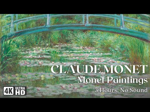 4K Claude Monet Screensaver | Monet Painting Wallpaper Slideshow | 3 Hours, No Music