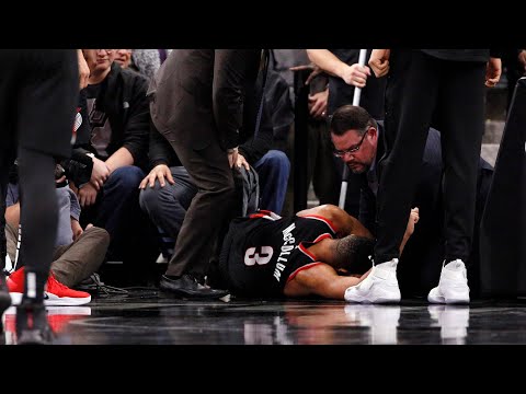 CJ McCollum Goes Down (leg injury) vs San Antonio Spurs