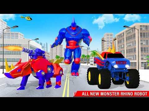 Rhino Robot Monster Truck Transform Robot Games ( Android Gameplay )