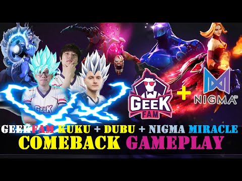 nigma.miracle + geekfam.kuku + geekfam.dubu COMEBACK GAMEPLAY 7.23 Patch Dota 2