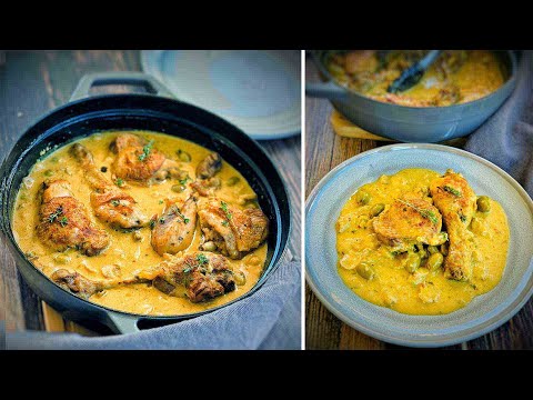 Cuisses de poulet à la moutarde et champignons