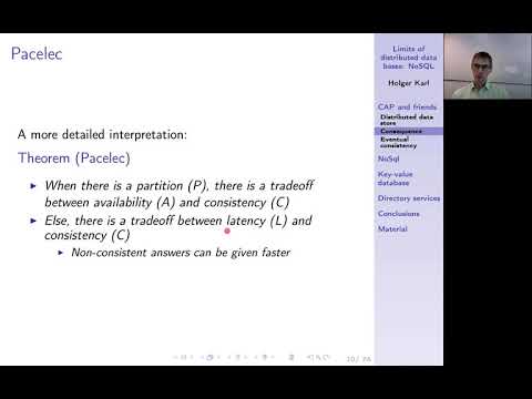 Verteilte Systeme, Kapitel 14, Distributed data store and partitions, CAP theorem, Pacelec