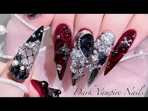 sub) Antike Vampirnägel!🥀🖤/🇰🇷Koreanische Nägel / Verlängerungsnägel / Nagelkunst / ASMR