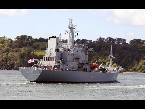 HMS SCOTT H131 ENTERS DEVONPORT NAVAL BASE AT RUSTY ANCHOR, PLYMOUTH HOE - 1st May 2020