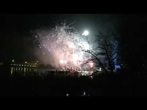 The new year 2017 fireworks celebration in Helsinki , Finland
