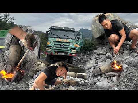 Emergency Rescue: Dump Truck Suffers Rear Axle Fracture and Gearbox Breakage at Construction Site.