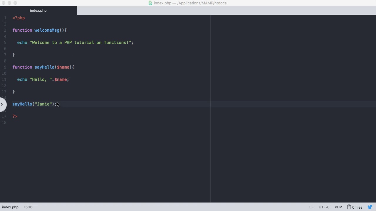PHP Tutorial 16 - Functions