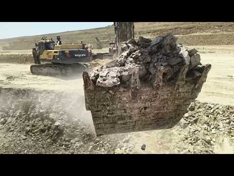 Volvo Excavator vs Big Dumper Action Poklen Machine Loading Volvo Damper  video opretor 