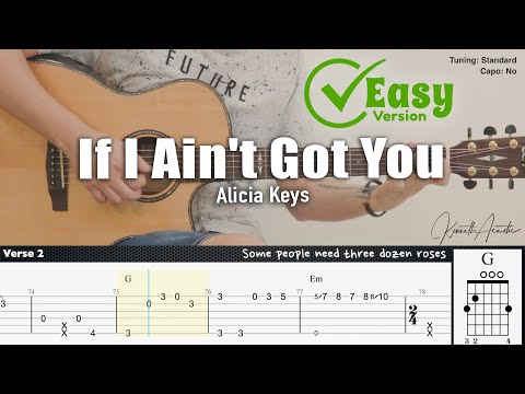 If I Ain't Got You (Easy Version) - Alicia Keys | Fingerstyle Guitar | TAB + Chords + Lyrics