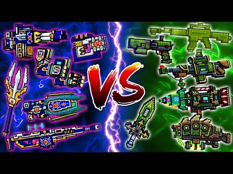 Mythical Clan Weapons VS Green Weapons - Pixel Gun 3D