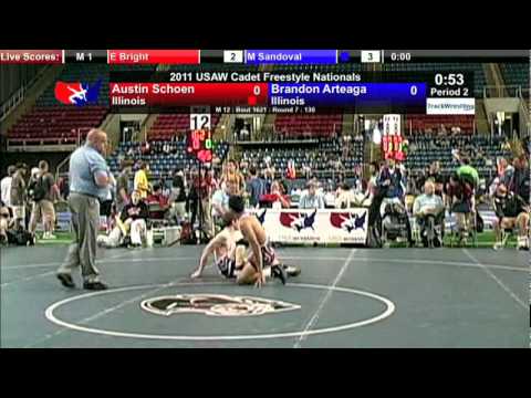 Cadet Freestyle 130 - Austin Schoen (IL) vs. Brandon Arteaga (IL)