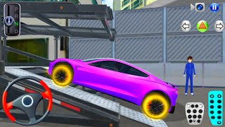 New High Speed Tesla EV Car Transporting By Trailer Truck | 3D Driving Class | Android Car Gameplay