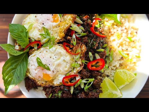 Low-carb Thai Basil Beef & Cauliflower Rice Bowl | Ebook Recipe Demo