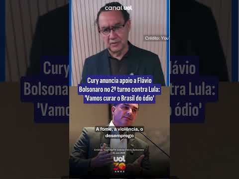 Cury anuncia apoio a Flávio Bolsonaro no 2º turno contra Lula: ‘Vamos curar o Brasil do ódio’