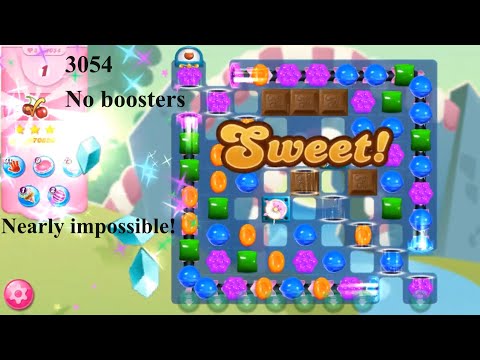 Candy Crush Saga Level #3054 no boosters sugar stars nearly impossible!!!