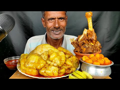 Eating Most Oily Mutton Fat Curry,Hundi Mutton Kosha | Spicy Quail Egg Curry With Rice | Eating Show